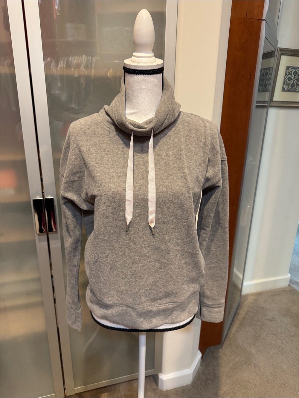 lululemon athletica Light Gray Cowl Neck Sweater with Drawstring